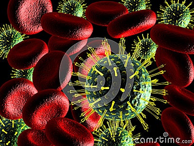 Virus And Blood Cell_3D illustration Stock Photo