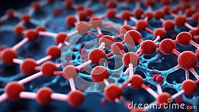 Virus cells attacking a DNA strand Ai Generated Stock Photo