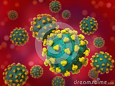 Virus cells invading host organism causing disease Stock Photo