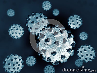 Virus cells invading host organism microscope view Stock Photo