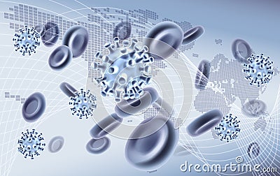 Virus Cells Viral Spread Pandemic Map Concept Vector Illustration