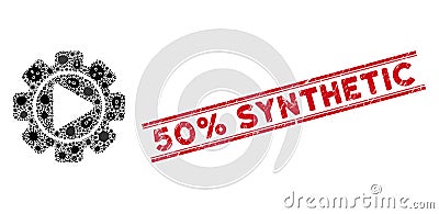 Virus Collage Automation Icon and Grunge 50 percent Synthetic Seal with Lines Vector Illustration