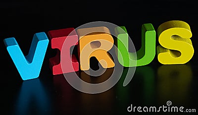 Virus concept word on black background Stock Photo