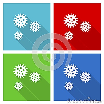 Virus, coronavirus, covid-19, infection icon set, flat design vector illustration in eps 10 for webdesign and mobile applications Vector Illustration