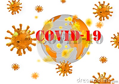 Virus covid-19 coronavirus pandemic earth planet isolated - 3d rendering Stock Photo