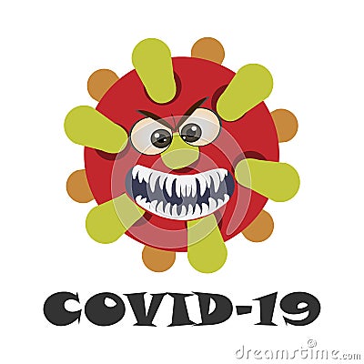 Virus covid 19 devil character cartoon, Health care concept on white background presentation Vector Illustration