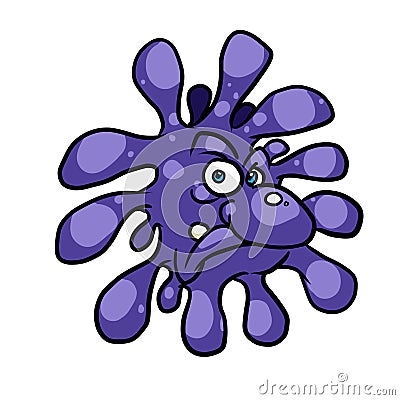 Virus COVID disease character bacterium sullen grimace face Stock Photo