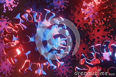 virus Covid-19, 2019-nCov or coronavirus concept symbol, 3D rendering graphic background Stock Photo