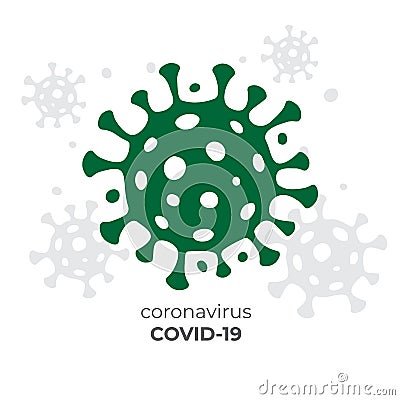 Virus covid-19 vector icon on white background, coronavirus logo concept. Influenza pandemic. Corona virus quarantine. Pneumonia Vector Illustration