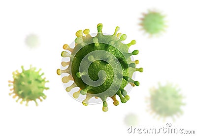 Virus 3d render, coronavirus, isolated on white background Stock Photo