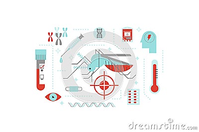 Virus Or Disease Transmitted By Mosquito Illustration Concept Stock