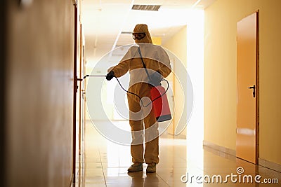 Virus disinfection service cleans the house office plant Stock Photo