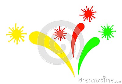 Virus Fireworks Raster Icon Flat Illustration Cartoon Illustration