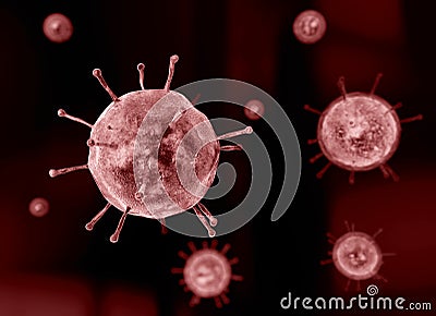 Virus, flu, view of a virus under a microscope, infectious disease Stock Photo