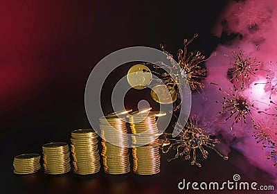Virus and coin stack Stock Photo