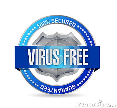 Virus free seal or shield illustration design Cartoon Illustration