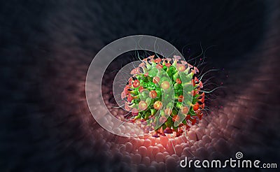 Virus, germs, microbe, bacterium, pathogen organism, infectious micro virology Cartoon Illustration