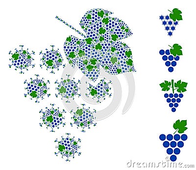 Virus Grape Bunch Icon Recursion Mosaic Vector Illustration