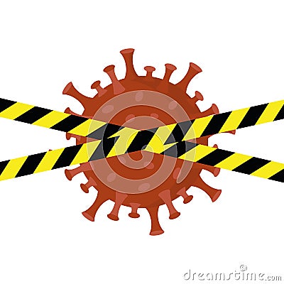 Virus hazard zone with warning tape Vector Illustration