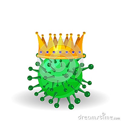 Virus, human coronavirus, bacteria infection ilness, microbe organism cell with crown, irony sarcasm humor. Vector Vector Illustration