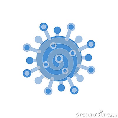 Virus icon. Flat microbe on white background. Corona virus symbol. Germ disease, pathogenic organism. Danger allergy Vector Illustration