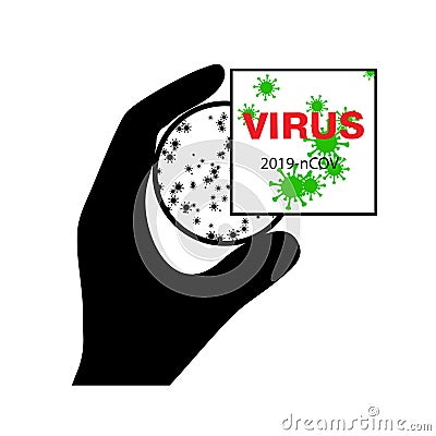 Virus icon hand holds test tube vector illustration Vector Illustration