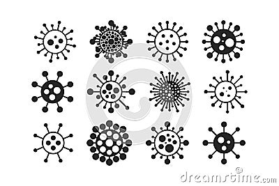 Virus icon set - cartoon design. Vector bacteria symbols. Simple cell signs. Coronavirus, covid - 19 art Vector Illustration