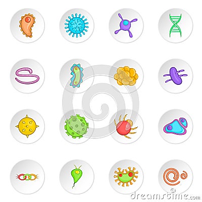 Virus icons set in cartoon style Vector Illustration