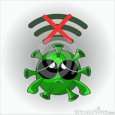 Virus Illustration caracter, no signal for virus Vector Illustration