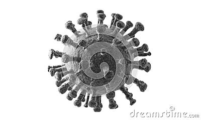 Virus isolated on white. Close-up of coronavirus cells or bacteria molecule. Flu, view of a virus under a microscope, infectious Stock Photo