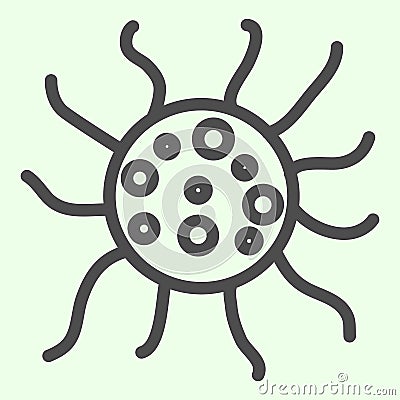 Virus line icon. Biology microbe bacterium and germ outline style pictogram on white background. Science and Vector Illustration