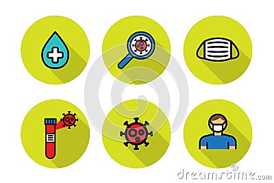 Virus line icon set, vector illustration Cartoon Illustration