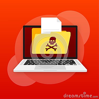 Virus loupe. Searching virus. Microbe icon. Cyber secure Vector Illustration