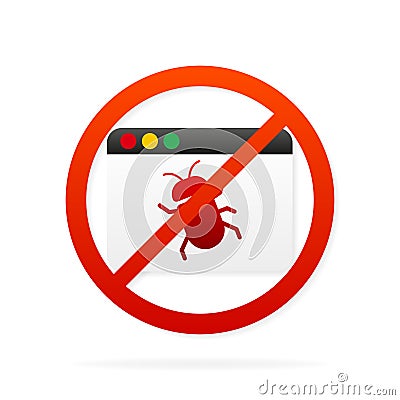 Virus loupe. Searching virus. Microbe icon. Cyber secure. Vector Illustration