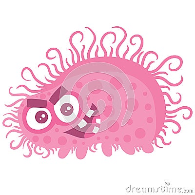 Virus, microbe, pathogen, germ vector icon. Pink micro bacteria illustration isolated on white background, Vector Illustration