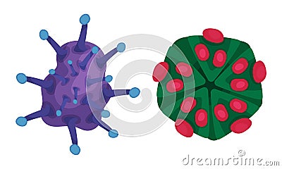 Virus and Microbes of Different Shape with Flagella Vector Set Vector Illustration