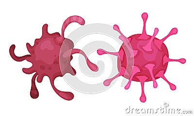 Virus and Microbes of Different Shape with Flagella Vector Set Vector Illustration