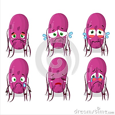 Virus Molecule cartoon character with sad expression Vector Illustration