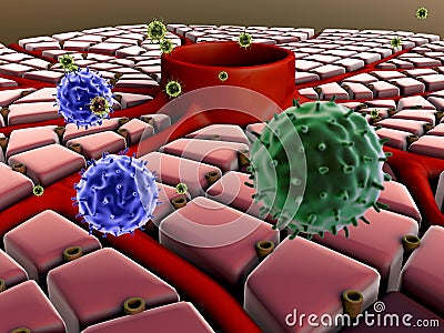 Virus penetrates the cell Stock Photo