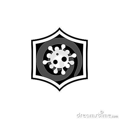 Virus protection logo. Corona virus protection shield icon isolated on white background Vector Illustration