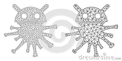 Virus Robot Icon - Vector Triangular Mesh Vector Illustration