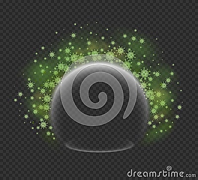 Energy shield protecting from virus particles Vector Illustration