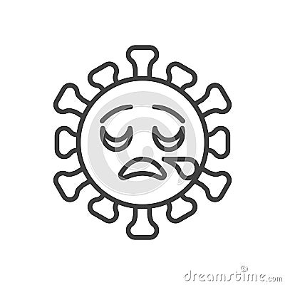 Virus sleepy face line icon Vector Illustration