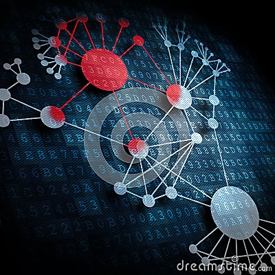 Virus spreading in a network Stock Photo