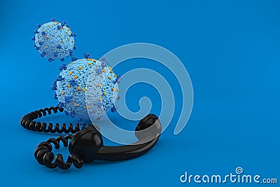 Virus with telephone handset Cartoon Illustration