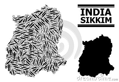 Virus Therapy Mosaic Map of Sikkim State Vector Illustration