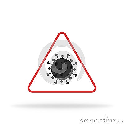 Virus triangle sign. Coronavirus warning icon. Infection stop sign. Caution or danger illustration. Vector EPS 10 Vector Illustration