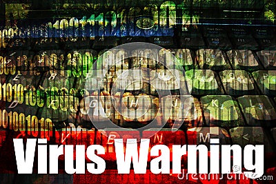 Virus Warning on a Technology Background Stock Photo