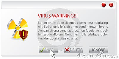 Virus warning window Vector Illustration