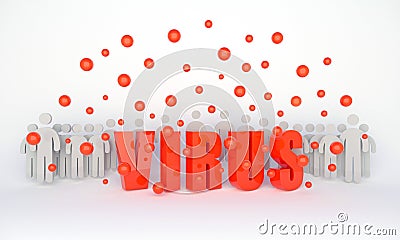 VIRUS on white background. Pandemia Coronavirus disease named COVID-19 3d image Stock Photo
